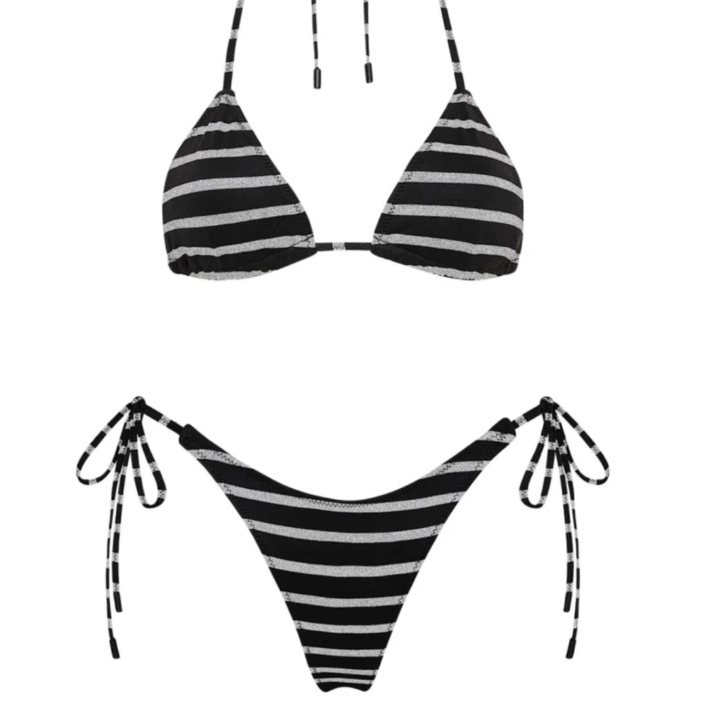 SOLD DO NOT BUY Triangl Black and Silver Striped Bikini